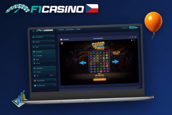Hráč u širokého monitoru sleduje živé kasino F1 Casino na počítači