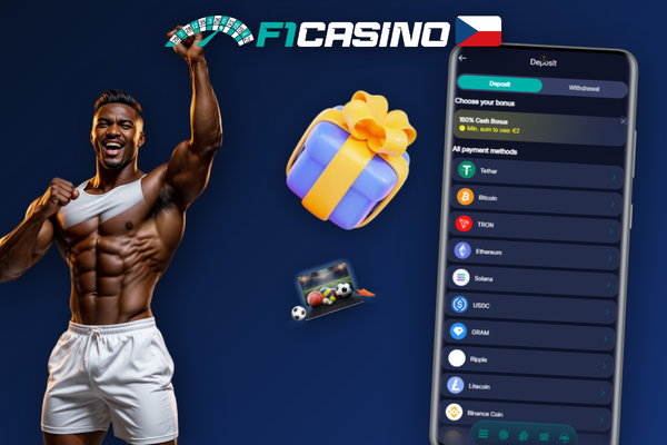 Potvrzení vkladu na herní účet F1 Casino v korunách na mobilním telefonu